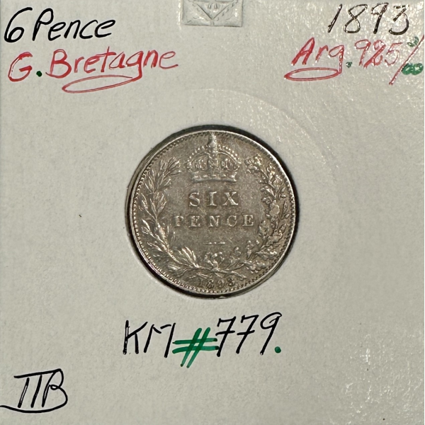 ROYAUME-UNI / GRANDE BRETAGNE (6 Pence 1893) Monnaie en Argent // Qualité : TTB