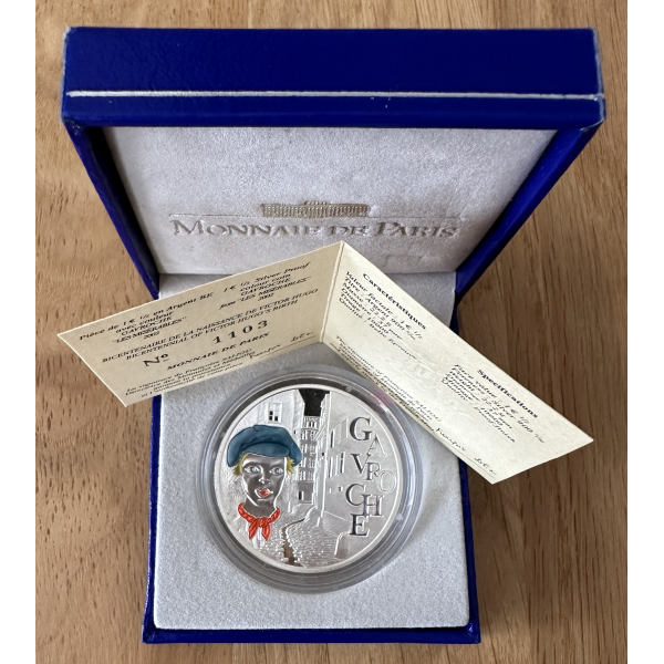 1 EURO 1/2 EN ARGENT - COFFRET BE 2002 - GAVROCHE - LES MISERABLES