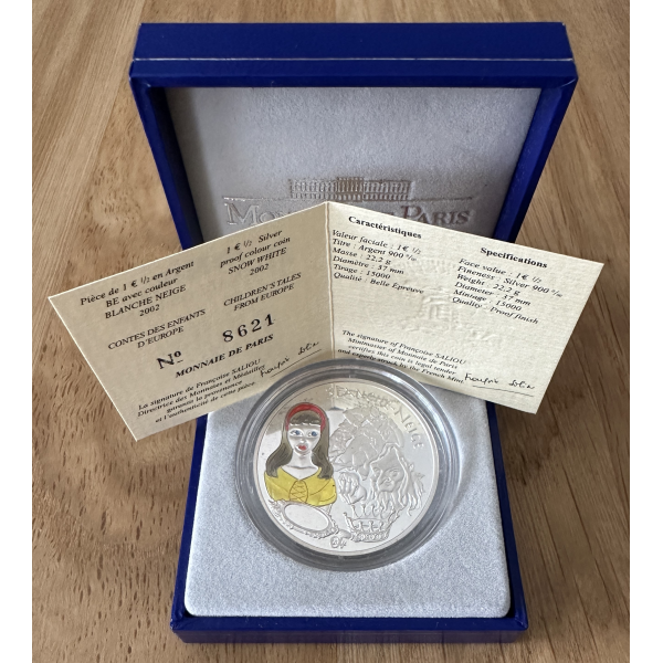 1 EURO 1/2 EN ARGENT - COFFRET BE 2002 - BLANCHE-NEIGE - CONTES