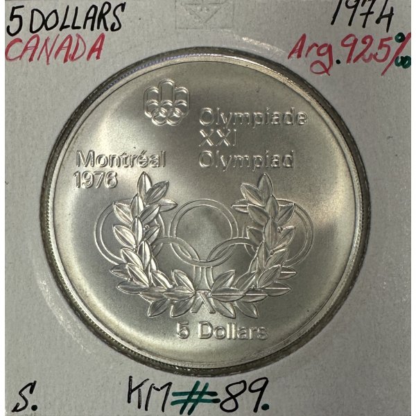 CANADA - 5 DOLLARS 1974 - Monnaie en argent - J.O de Montréal 1976 // SUP