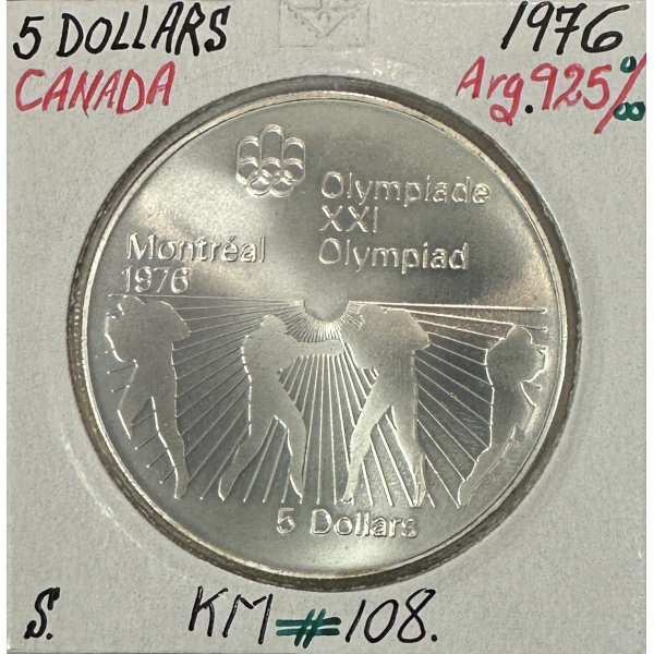 CANADA - 5 DOLLARS 1976 - Monnaie en argent - J.O de Montréal 1976 // BOXE