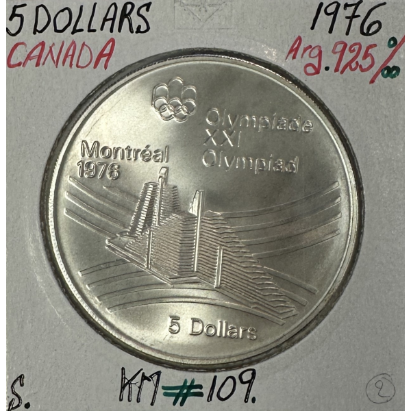 CANADA - 5 DOLLARS 1976 - Monnaie en argent - J.O de Montréal 1976 // SUP (REF 2)