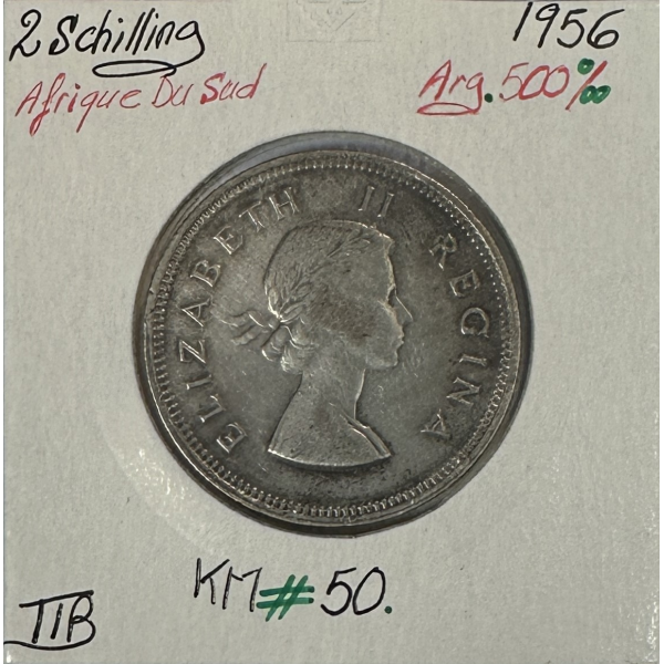 AFRIQUE DU SUD - 2 SHILLING (1956) Monnaie en Argent // TTB