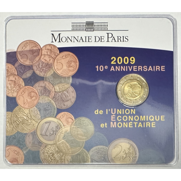 France - Coffret Brillant Universel 2009 - 2 EURO - UNION ECONOMIQUE MONETAIRE