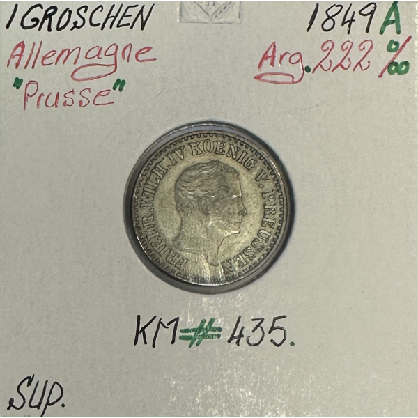 ALLEMAGNE - 1 GROSCHEN - 1849 A - Pièce de Monnaie en Argent // Qualité : SUP