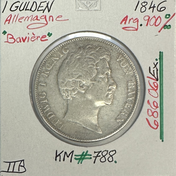 ALLEMAGNE BAVIERE - 1 GULDEN 1846 - Monnaie en Argent // Qualité : TTB