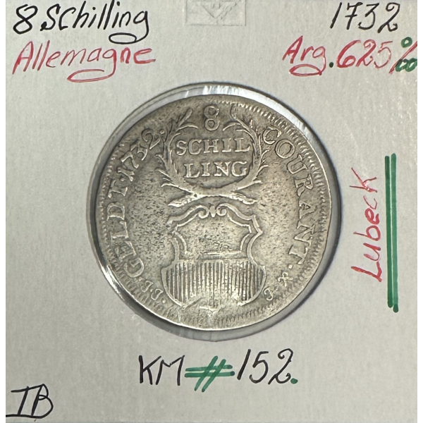 ALLEMAGNE LUBECK - 8 SCHILLING - 1732 - Monnaie en Argent // Qualité : TB