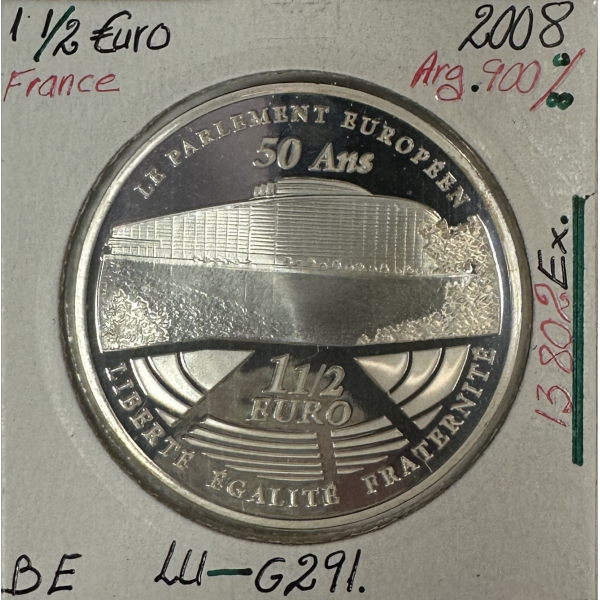 1 EURO 1/2 EN ARGENT (2008) - LE PARLEMENT EUROPEEN // BE