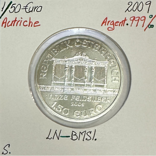 AUTRICHE - 1 EURO 1/2 EN ARGENT - Orchestre Philharmonique // 2009