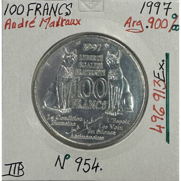 100 FRANCS COMMEMORATIVE (1997) André Malraux - Monnaie en Argent // TTB