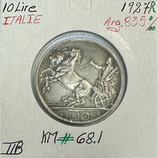 ITALIE - 10 LIRE 1927 R - Pièce de Monnaie en Argent // TTB