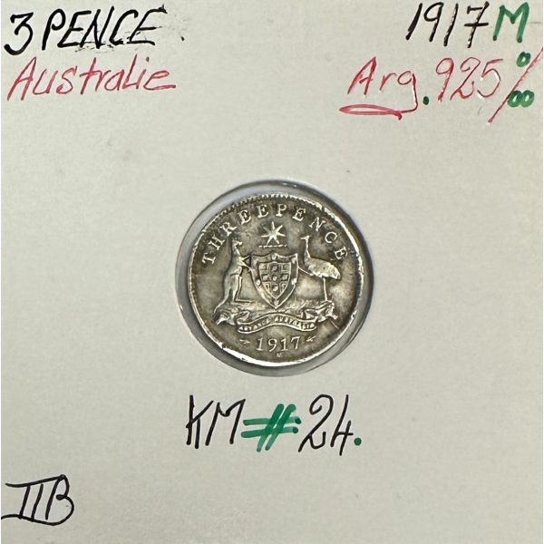 AUSTRALIE - 3 PENCE 1917 M - Pièce de Monnaie en Argent // TTB