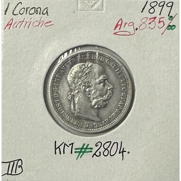 AUTRICHE - 1 CORONA 1899 - Pièce de Monnaie en Argent // Qualité : TTB