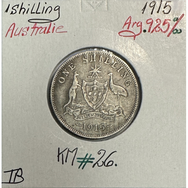 AUSTRALIE - 1 SHILLING 1915 - Pièce de Monnaie en Argent // TB