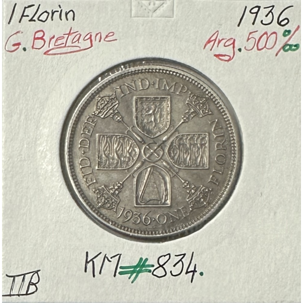 ROYAUME-UNI / GRANDE BRETAGNE - 1 FLORIN 1936 - Monnaie en Argent // TTB