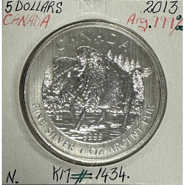 CANADA - 5 DOLLARS 2013 (BISON) - Pièce de Monnaie en ARGENT // NEUVE