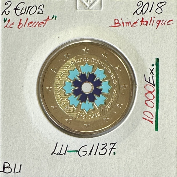 2 EURO COMMEMORATIVE FRANCE 2018 - BLEUET DE FRANCE // ISSUE DU BU