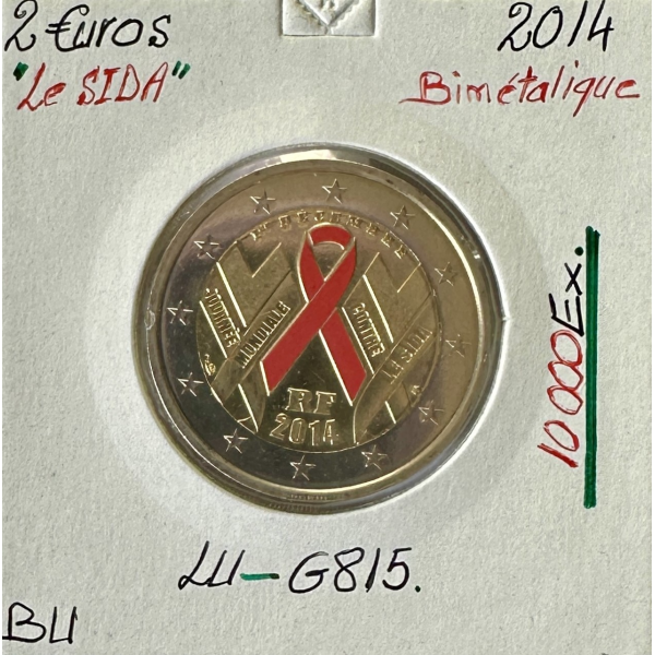 2 EURO COMMEMORATIVE FRANCE 2014 - SIDACTION // ISSUE DU COFFRET BU