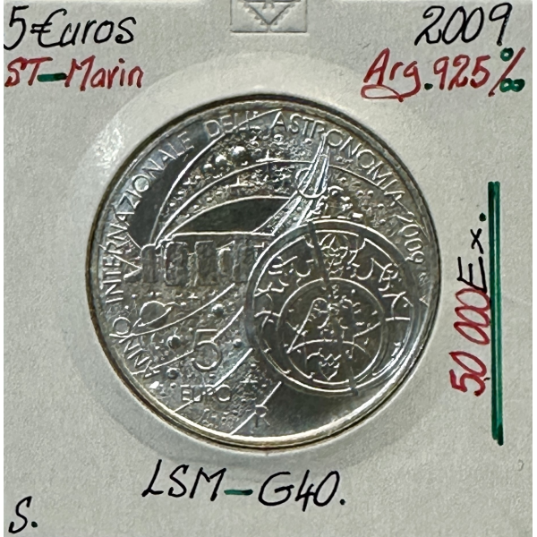 SAINT-MARIN - 5 Euro Commémorative 2009 en Argent // Qualité : SUP