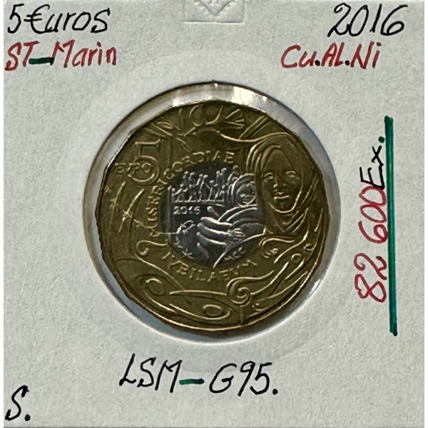 SAINT-MARIN - 5 Euro Commémorative 2016 // Qualité : SUP