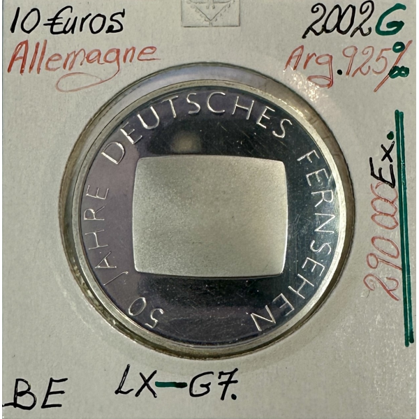 ALLEMAGNE - 10 EURO 2002G - Pièce de monnaie en argent // Qualité : BE