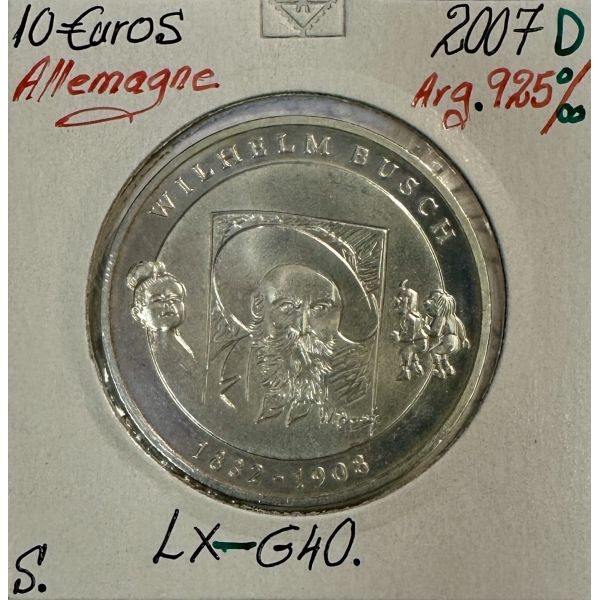 ALLEMAGNE - 10 EURO 2007D - Pièce de monnaie en argent // Qualité : TTB