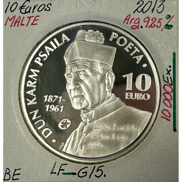 MALTE - 10 EURO 2013 - Pièce de monnaie en argent // BE (REF 2)
