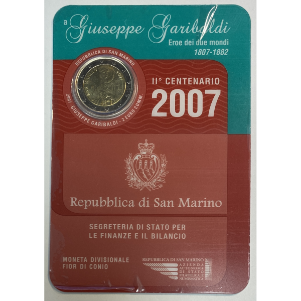 SAINT-MARIN - 2 Euro commémorative 2007 - GIUSEPPE GARIBALDI // BU