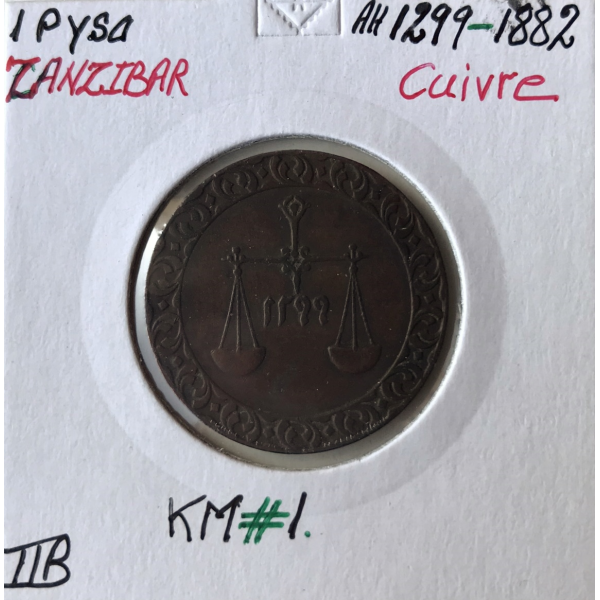 ZANZIBAR - 1 PYSA 1882 (AH 1299) - Pièce de Monnaie en Cuivre // TTB