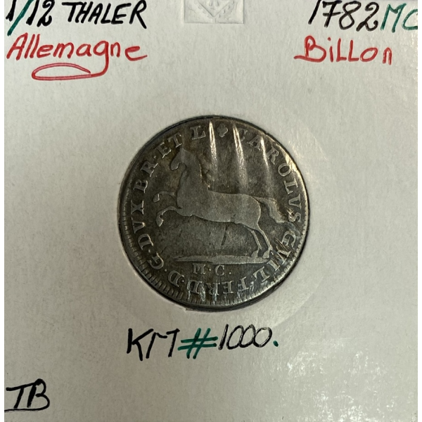 ALLEMAGNE - 1/12 THALER 1782 MC - Pièce de Monnaie en Billon // Qualité : TB