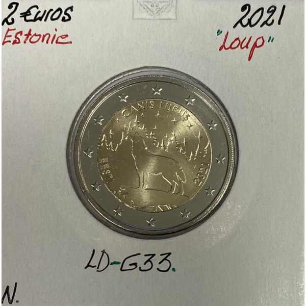 Estonie - 2 Euro 2021 - Le Loup (Canis Lupus)