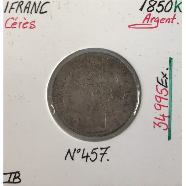 1 FRANC CERES - 1850K - Pièce de monnaie en Argent // TB